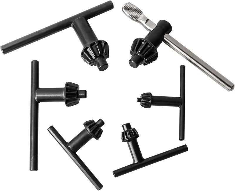 Hakkin Drill Chuck Key 6 Sizes Drill Chuck Key Wrench, 3/4" 5/8" 1/2" 3/8" 1/4" 5/32" Carbon Steel Heavy Duty Replacement Drill Press Chuck Key, Electric Drill Clamping Tool - Image 1